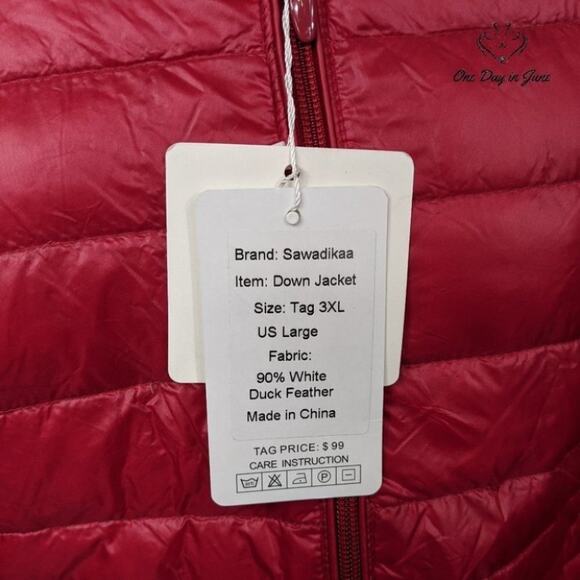 Sawadikaa Ultra Light Duck Feather Coat Size L - Picture 3 of 3